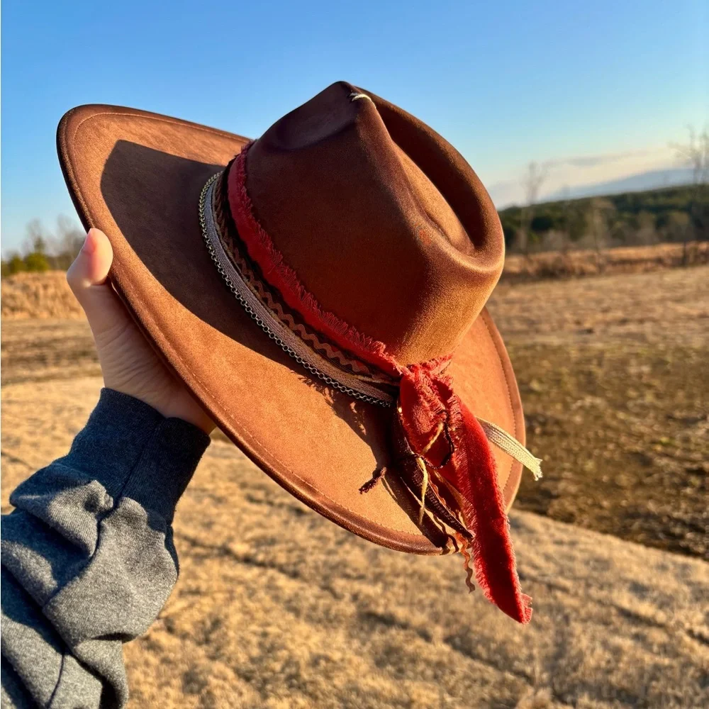 Brown Suede Cowboy Hat - Picture 7 of 8